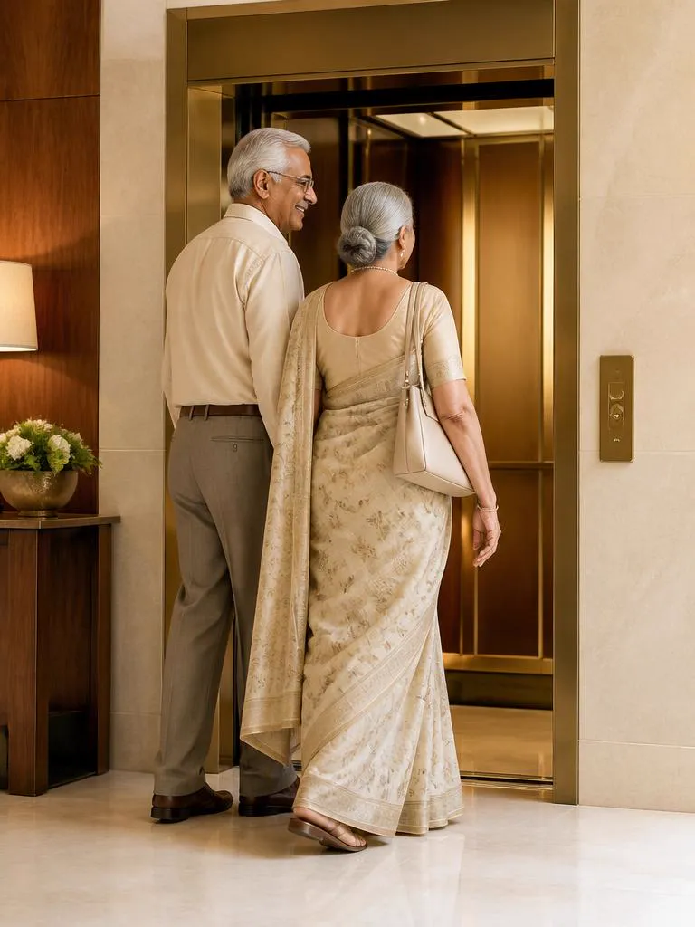 Residents using the automatic lift
